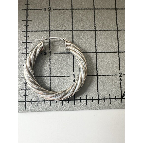 925 Italy Sterling Silver Twisted Hoop Earrings - Picture 5 of 7